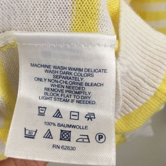 Lands’ End yellow & white stripe V-neck sweater L - Picture 5 of 5